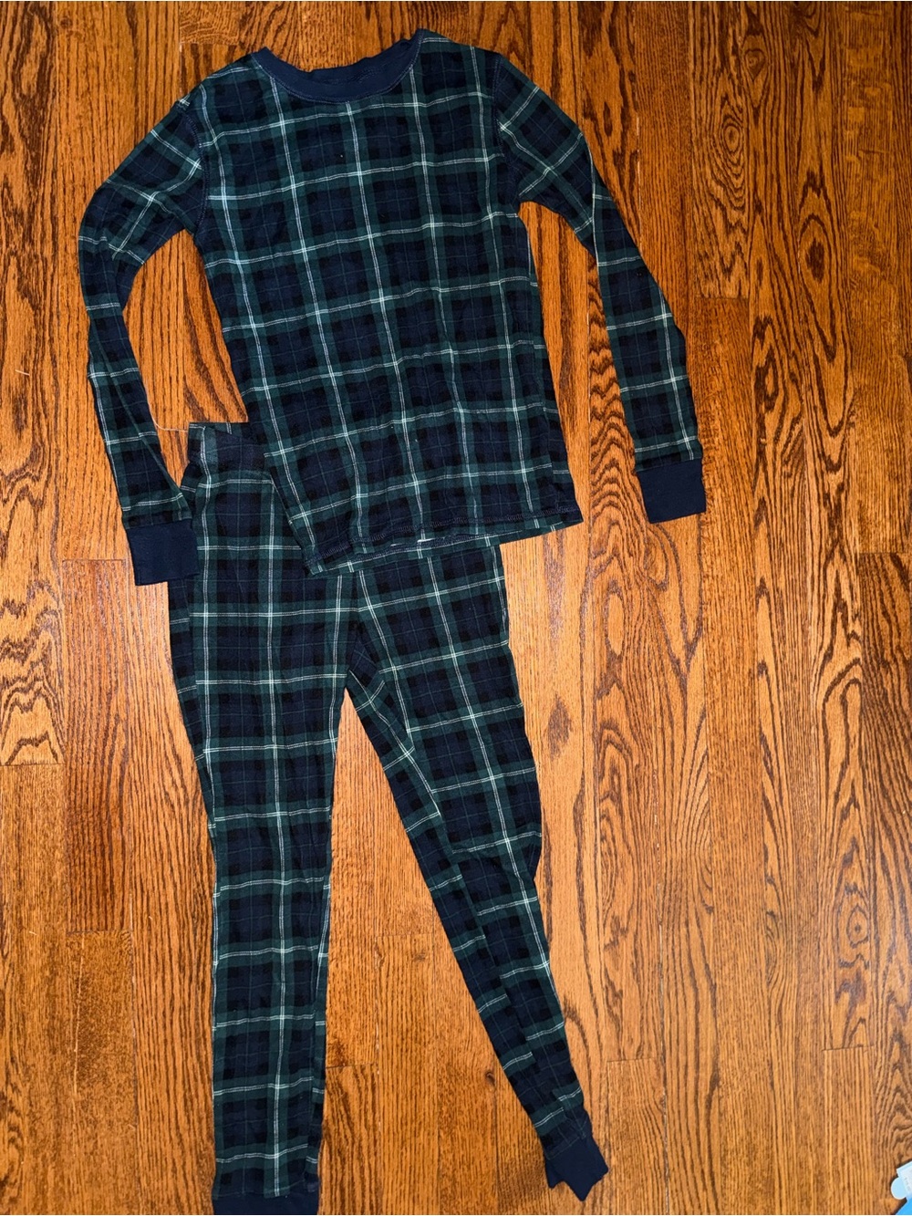 Old Navy Navy and Green Plaid Kids Pajama Set